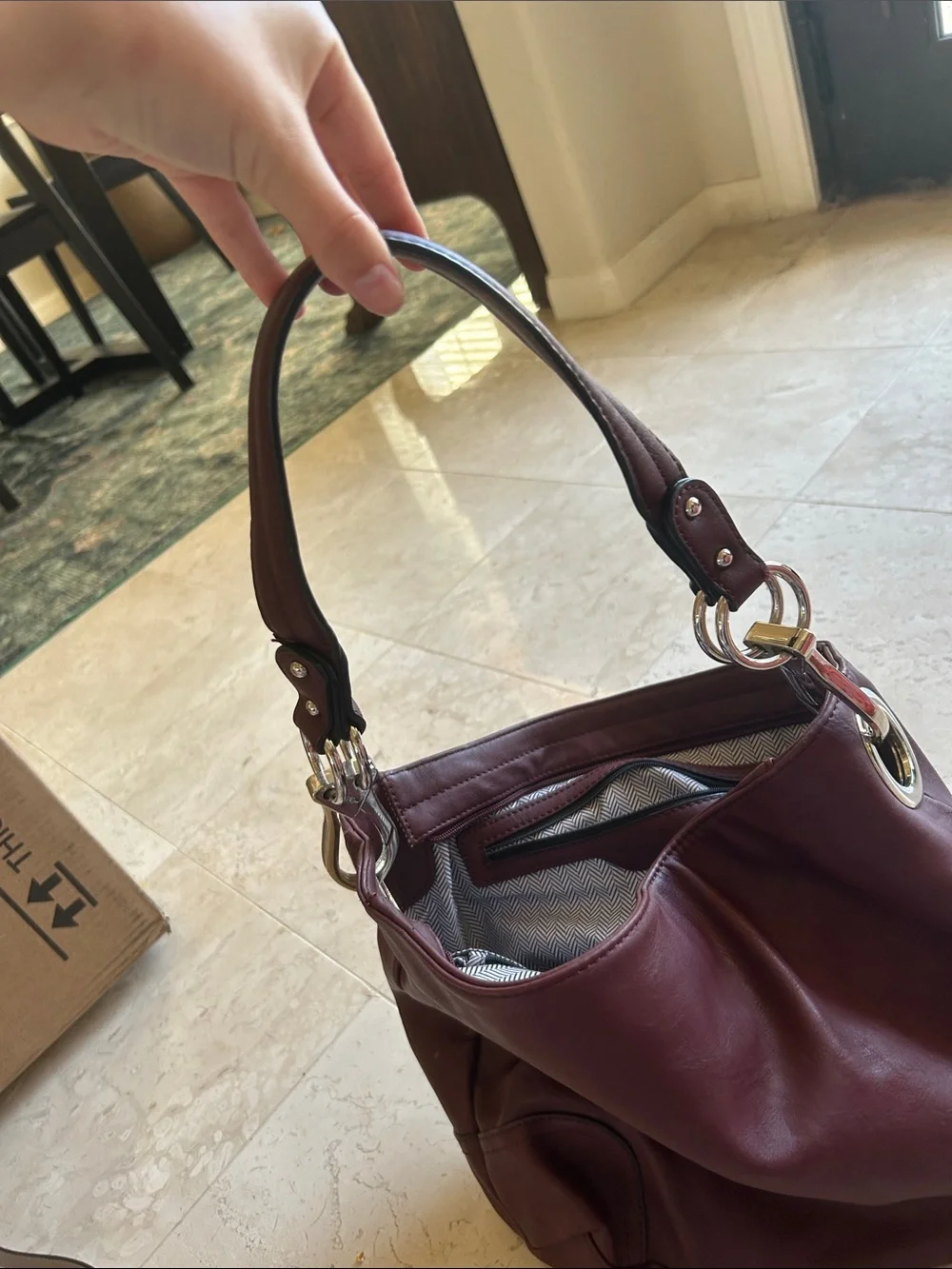 Classic Burgundy Leather Shoulder Bag
